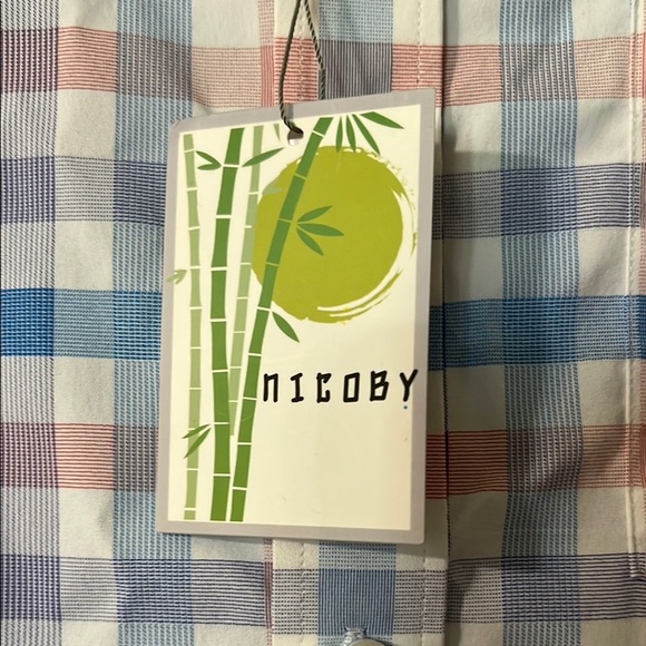 Casual Blue and Pink Button Down Shirt with Plaid Design - Picture 2 of 6